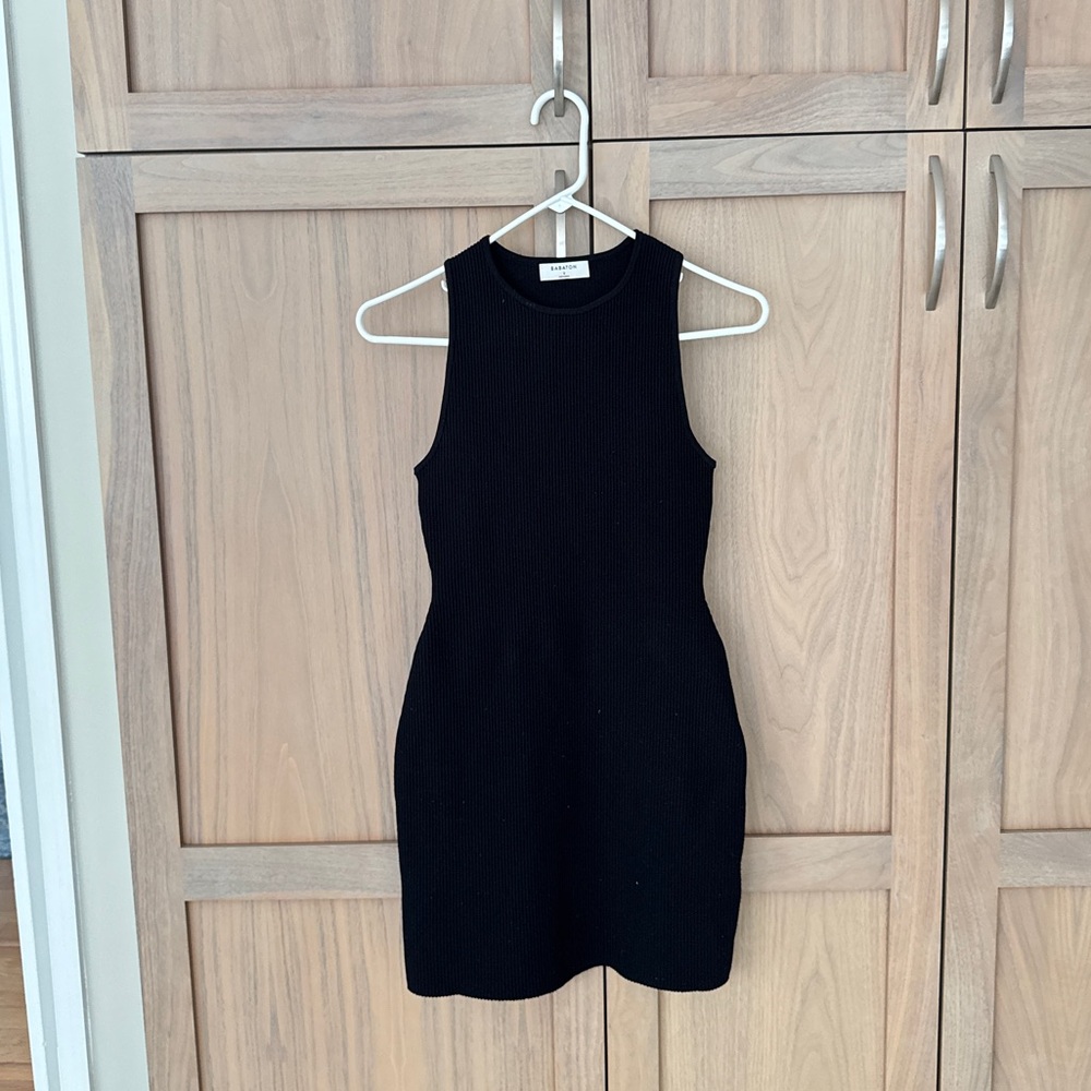 Babaton Black Mini Dress Aritzia Ribbed racerback
